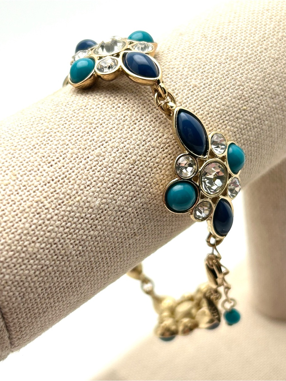 Avon JJH Blue Jeweled Link Bracelet